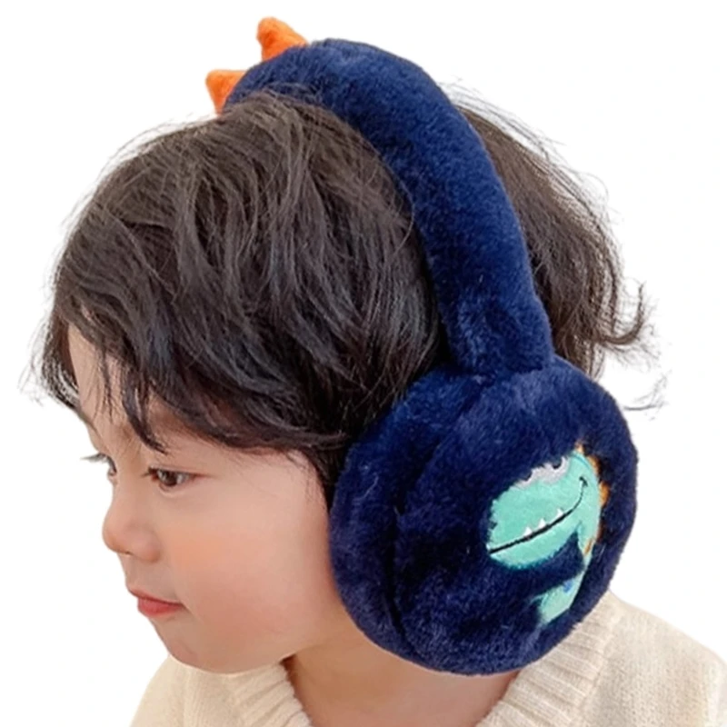 A2ES – cache-oreilles décoratifs en forme dinosaure pour enfants, chauffe-oreilles en peluche, accessoire d'hiver doux, à