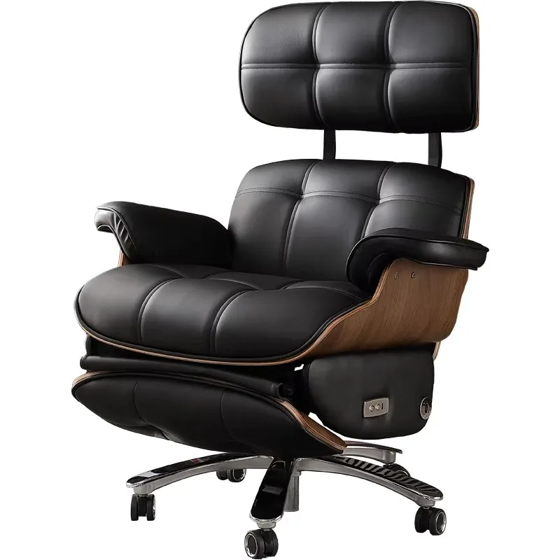 レザーサポート ソフトオフィスチェア アームレスト 北欧風回転式人間工学に基づいたオフィスチェア シェーズデザイン ローリング オフィスチェア 家具