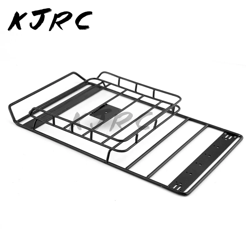 Rak Atap Logam Baki Bagasi Sangkar Gulung dengan Bilah Lampu LED Untuk Kerangka Bodi 지프 랭글러 SCX10 모바일 Perayap RC 1/10