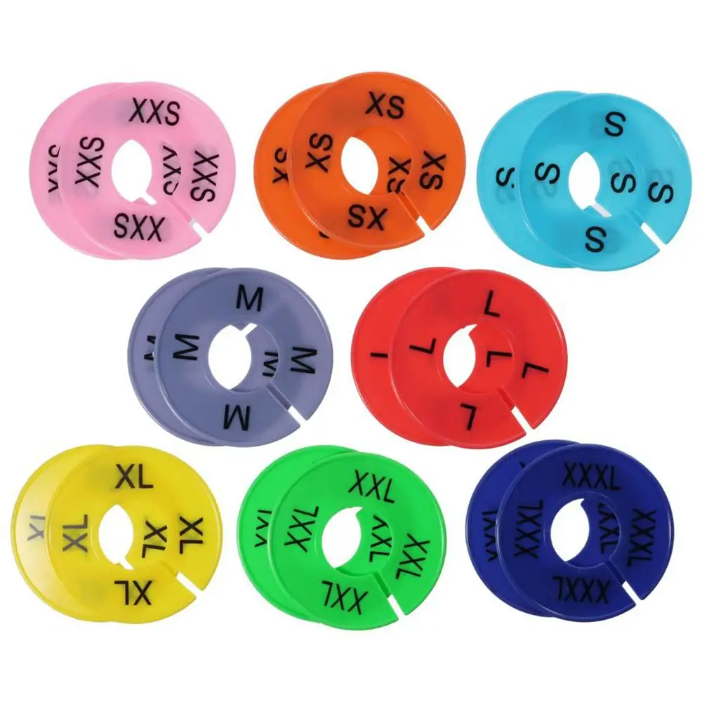 16pcs Multicolor Round Clothes Dividers Plastic Reusable Closet Rack Dividers 3.5 inch with Size Mark Hanger Separators