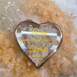 Personalized Glass Ring Box Custom Wedding Ring Holder Engagement Jewelry Storage Box Wedding Gifts Party Favor
