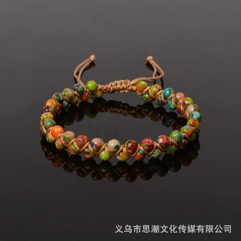 

Новый браслет из камня Emperor Stone, 3 шт., двухслойный, с круглыми бусинами, ручной работы, для йоги, креативный, цветной