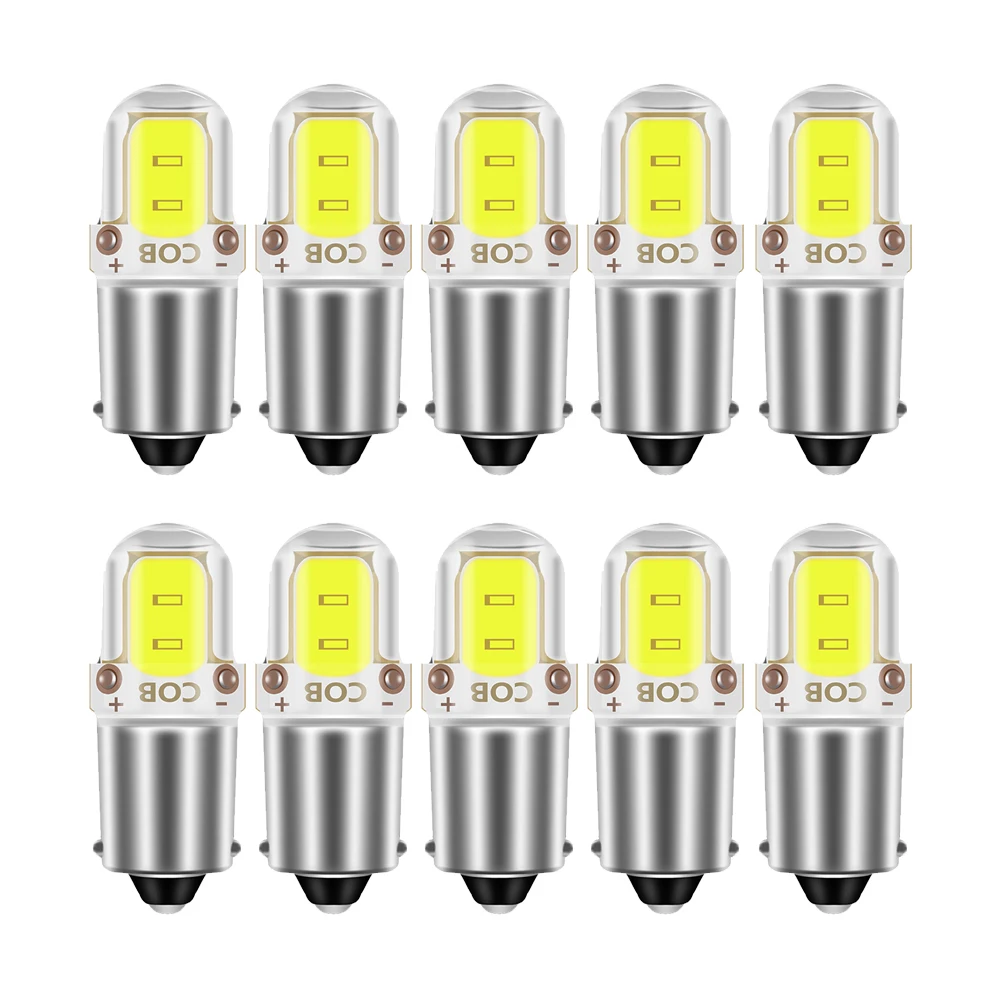 

10x BA9S Car LED T4W H6W LED CANBUS COB 2LED Bulb Car Interior License Plate Light Marker Reading Auto Lamp White 6000K 12V