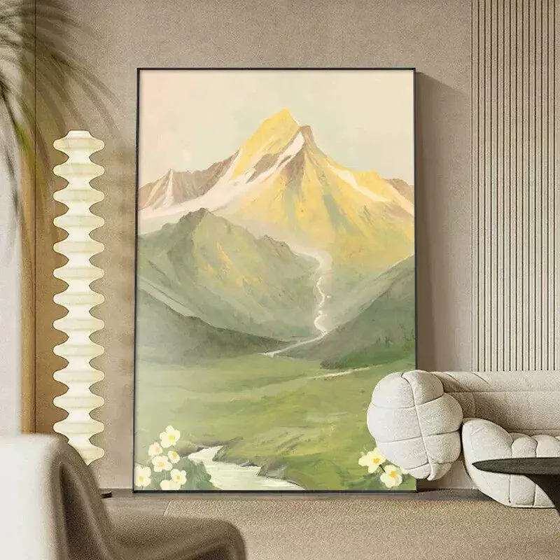 Living room sofa background decorative painting single floor crystal porcelain entrance mural wabi sabi style hanging painting
