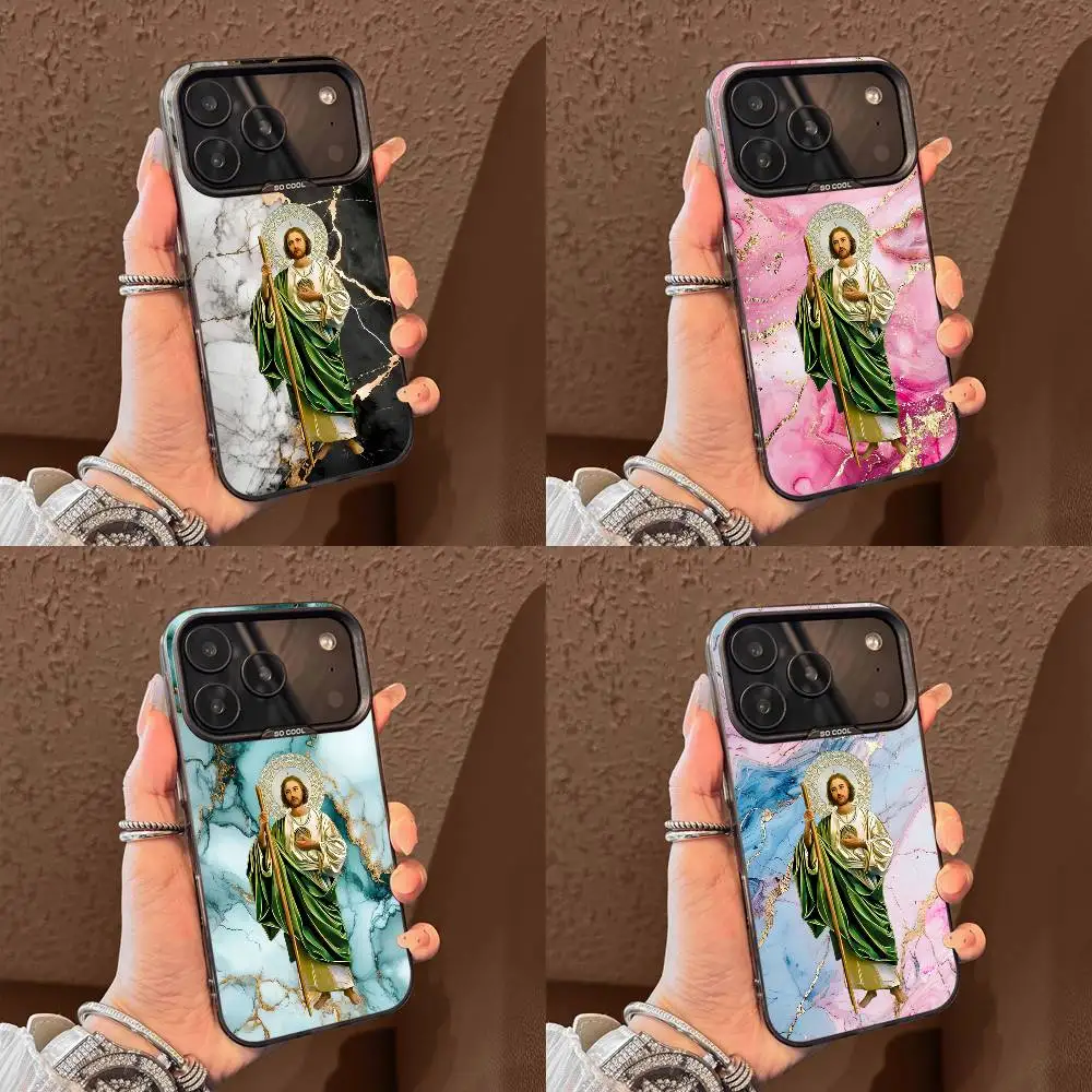 

Marble San Judas Tadeo Phone Case For iPhone 17,16,15,14,13,12,11,Pro,Max,Plus,E,Air,Mini Black Tpu Cover