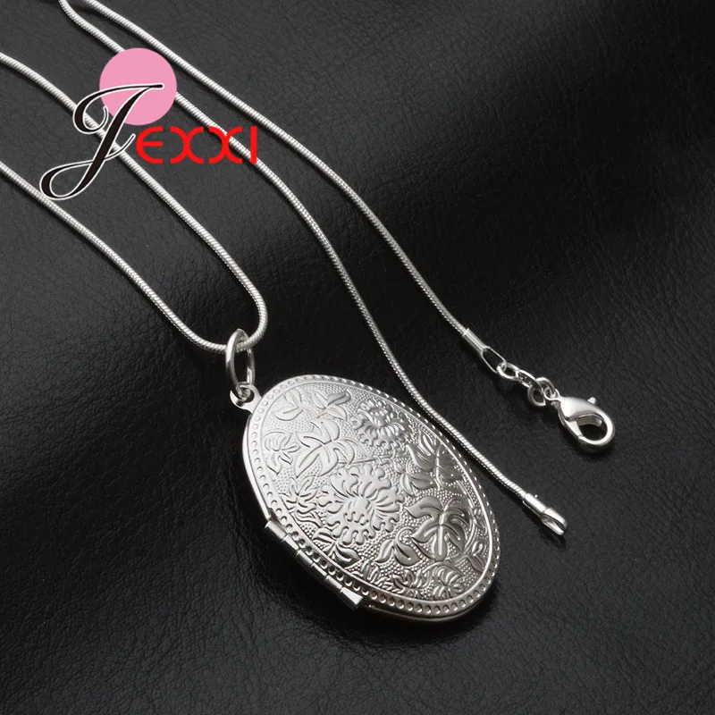 Vintage Photo Locket Necklace 925 Sterling Silver Jewelry Pendant Necklace Women Gift Free Shipping