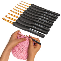 8/9/14Pcs Black Crochet Hooks Colorful Ergonomic Handle Crochet Hooks Set For Arthritic Hands Comfortable Smooth Crochet Needles