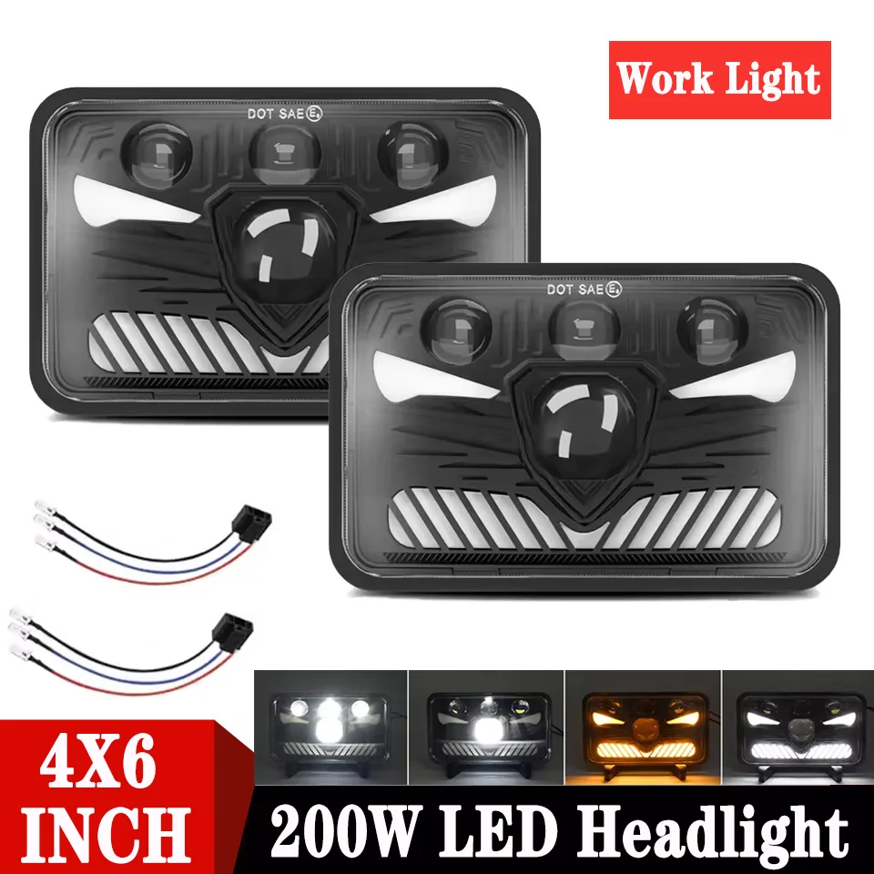

Universal Car 4x6 Inch LED Rectangle LED Headlight Projector High Low Beam Work Light For Motorcycle SUV 4X4 Car Truck Lamp