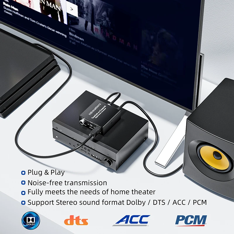 Digital audio converter Bi-directional RCA Digital coaxial to optical toslink converter Optical SPDIF Toslink to Coaxial