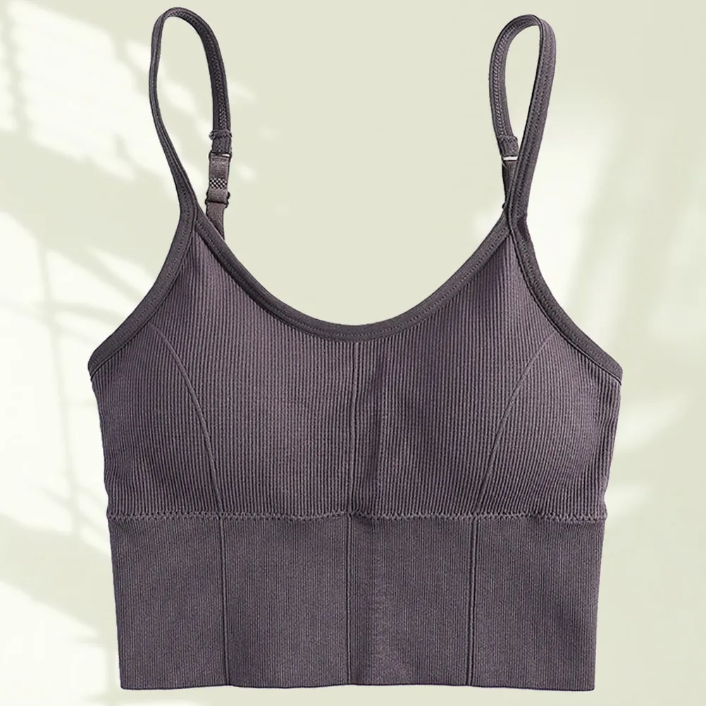 Wireless Sports Bra for Women Seamless Breathable Stretchy Yoga Fitness Supportive Pullover Underwear Purple