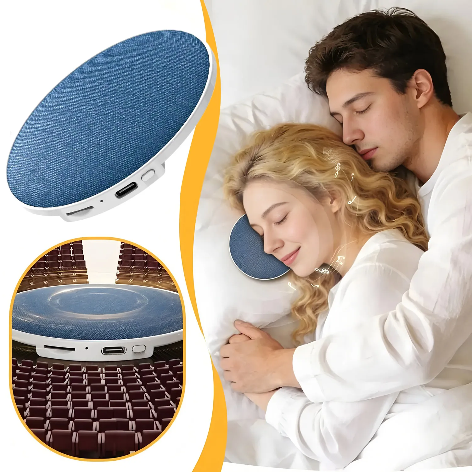 Under Pillow Bluetooth Speaker Pillow Side Sleep Aid Speaker Ultrasonic Sleep Aid High Fidelity Sound TF Card Player