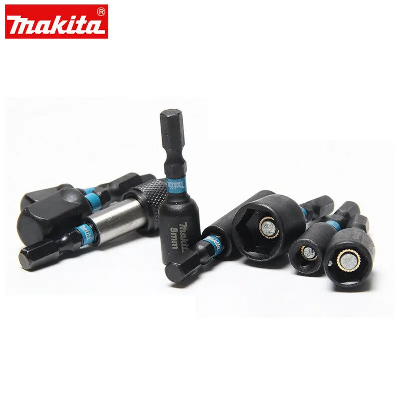 Makita Impact Magnetic Sleeve Bit Set Socket 6mm/8mm/10mm/13mm Hexagon Shank Extension Quick Change Bit Holder Black Series