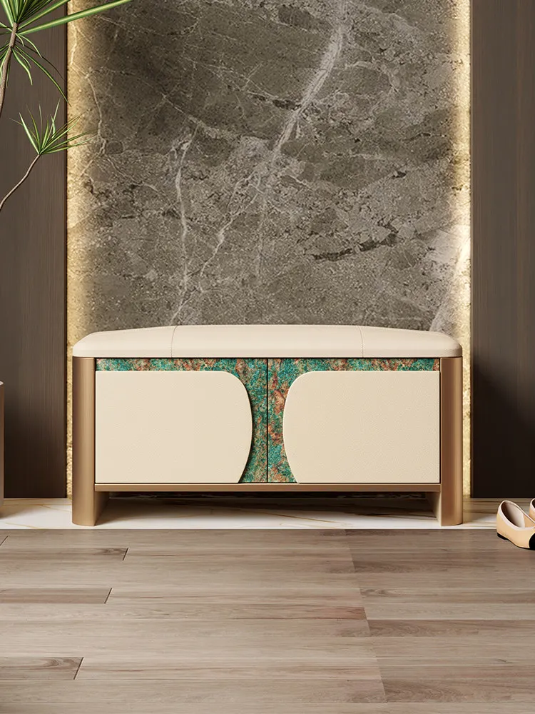 Solid wood household entrance at the door of the shoe changing stool