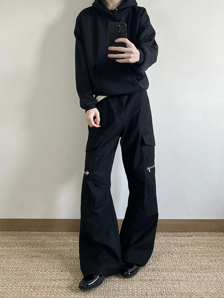 

Olive een Straight Leg Workwear Trousers Men's Spring Cleanfit Zip ket High Street American Sle Casual Pants