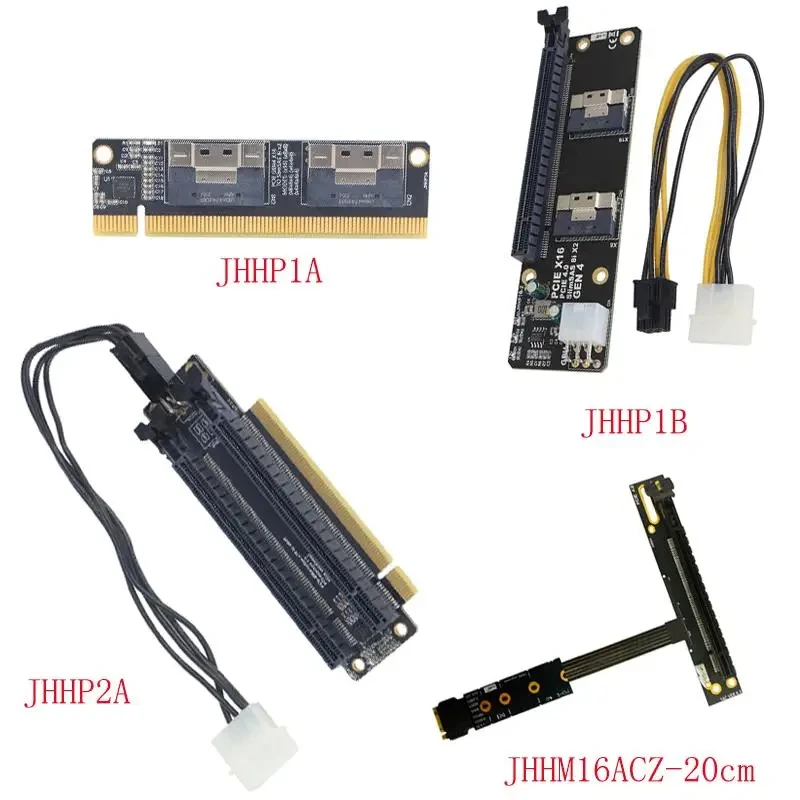

Split Card PCIe 4.0 x16 to 4 Ports Expansion Card PCI-E Gen4 X16 To SlimSAS 8i X2 SFF8654 Graphics Card GPU Adapter for NVMe SSD