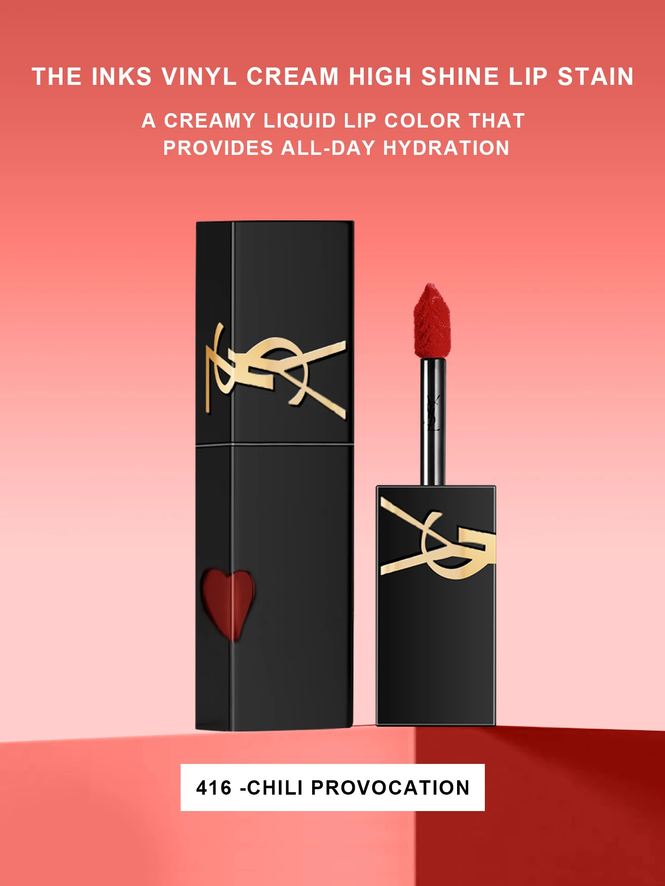 Yves Saint Laurent The Inks Vinyl Cream High Shine Lip Stain # 610-Nude # 416-Chili - 0,18 FL .OZ./5,5ML