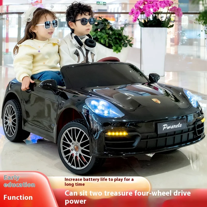 

Four-wheeled children's electric car can drive by car, double children's electric car, boys and girls' rechargeable toy car.