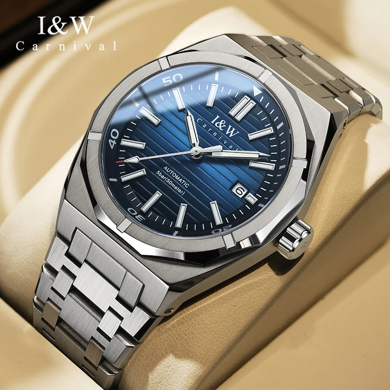 Carnival Brand IW High-End Series Luxury MIYOTA 8215 Movement Mechanical Watch for Men 50M Waterproof Luminous Sapphire Watches