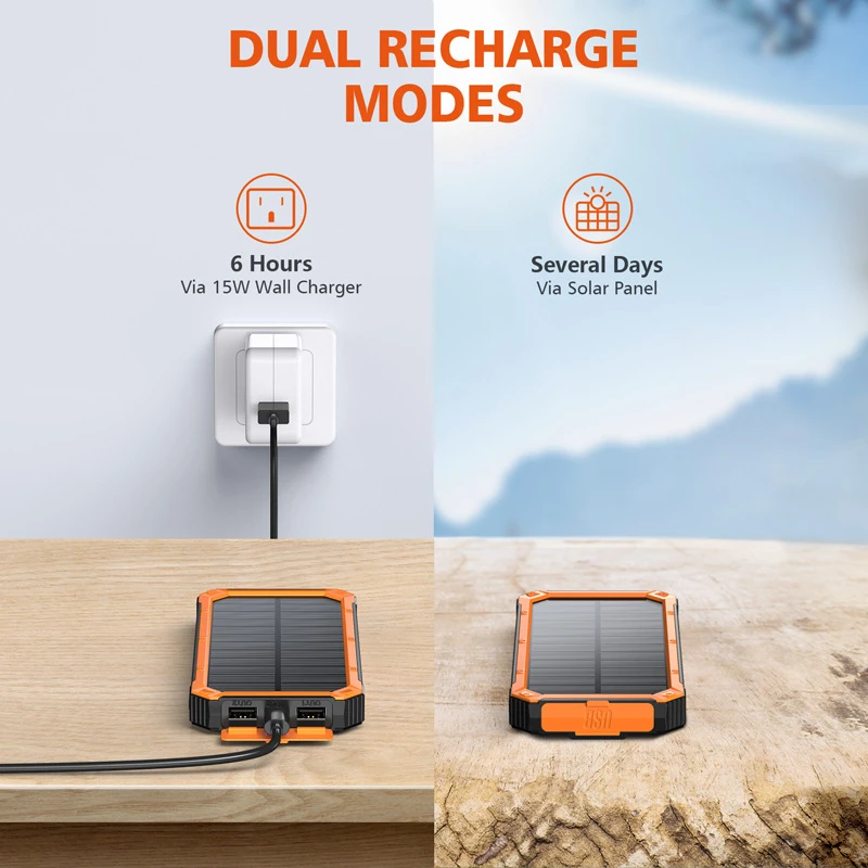 Solar Wireless Charging Power Bank Portable Charger with Camping Light Powerbank for iPhone 15 Xiaomi External Battery 30000mAh