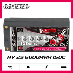 GAONENG GNB 6000mAh HV 2S 150C 300C 7.6V Shorty Pack See Through 5mm Wbudowana bateria LiPo w kształcie kuli 1/10 1:10 Skala RC