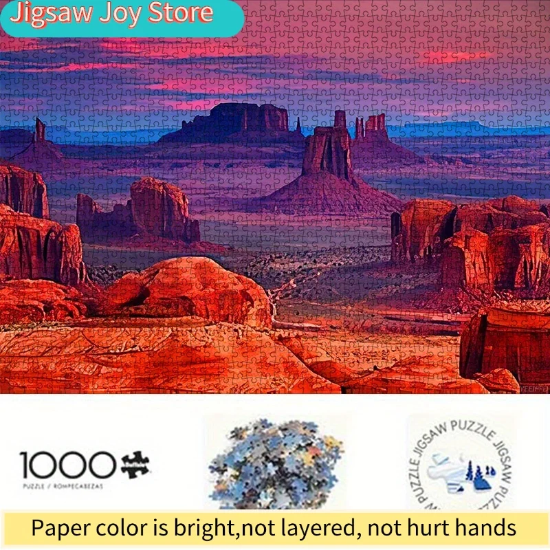 DIY Paper Puzzle, (American Western Desert Sunset, Mono Lake, Monument Valley) High-Quality White Card Material, Suitable for