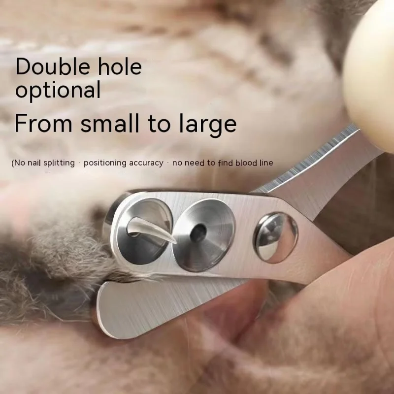 Cat Nail Clippers with double Round Cut holes, Double Hole Cat Nail Clipper, Avoid Over Cutting Pet Nail Clippers