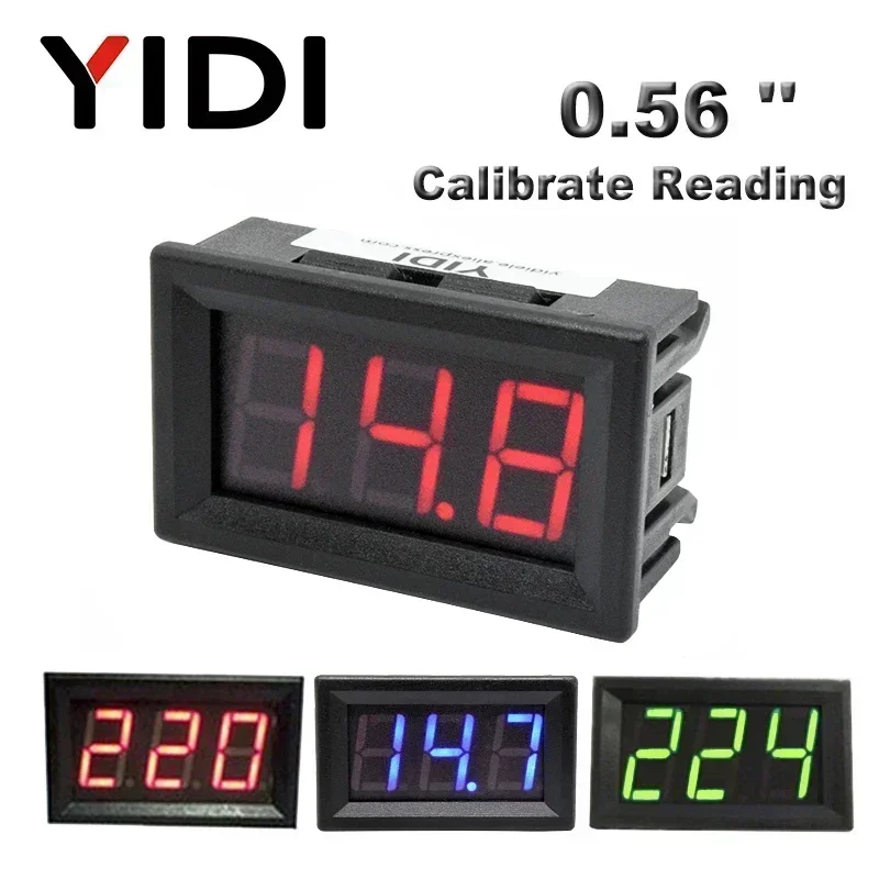 AC 30-500V AC 0-600V 0.56 ''woltomierz cyfrowy kalibracja odczyt DC 3.5-30V DC 0-100V czerwony zielony niebieski wyświetlacz LED miernik napięcia