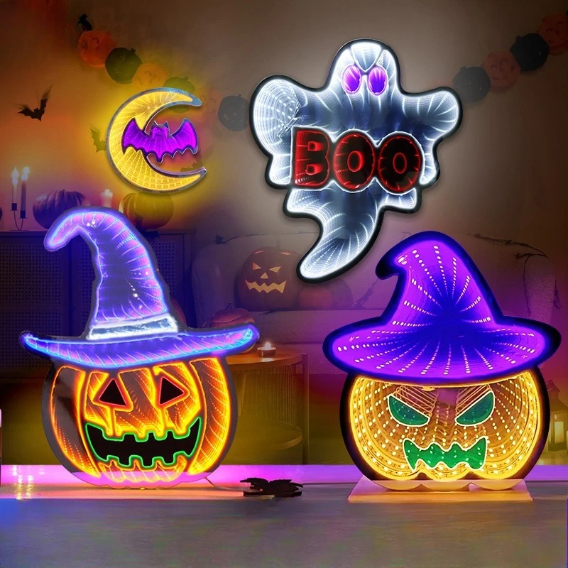 Halloween led neon pumpkin ghost bat modeling light ambient light letter decorative light luminous word