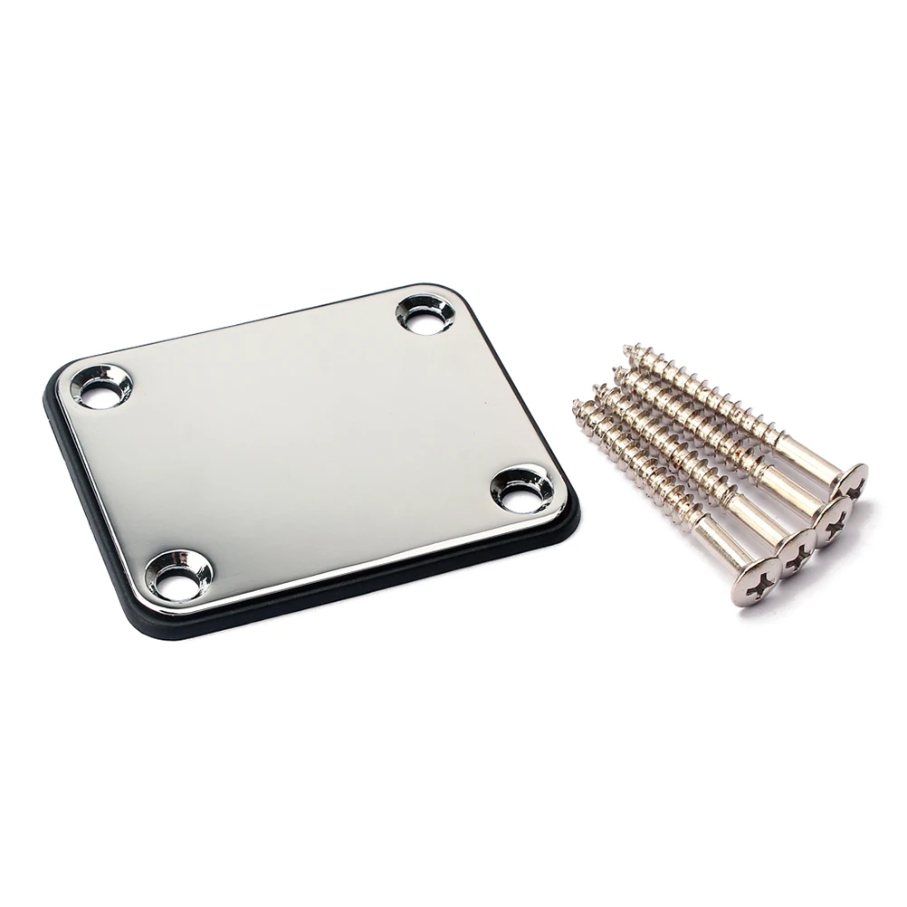 

Chrome Reinforced Neck Plate For Electric Guitar Silver Metal Replacement With Mounting Screws Included Guitar Accessories