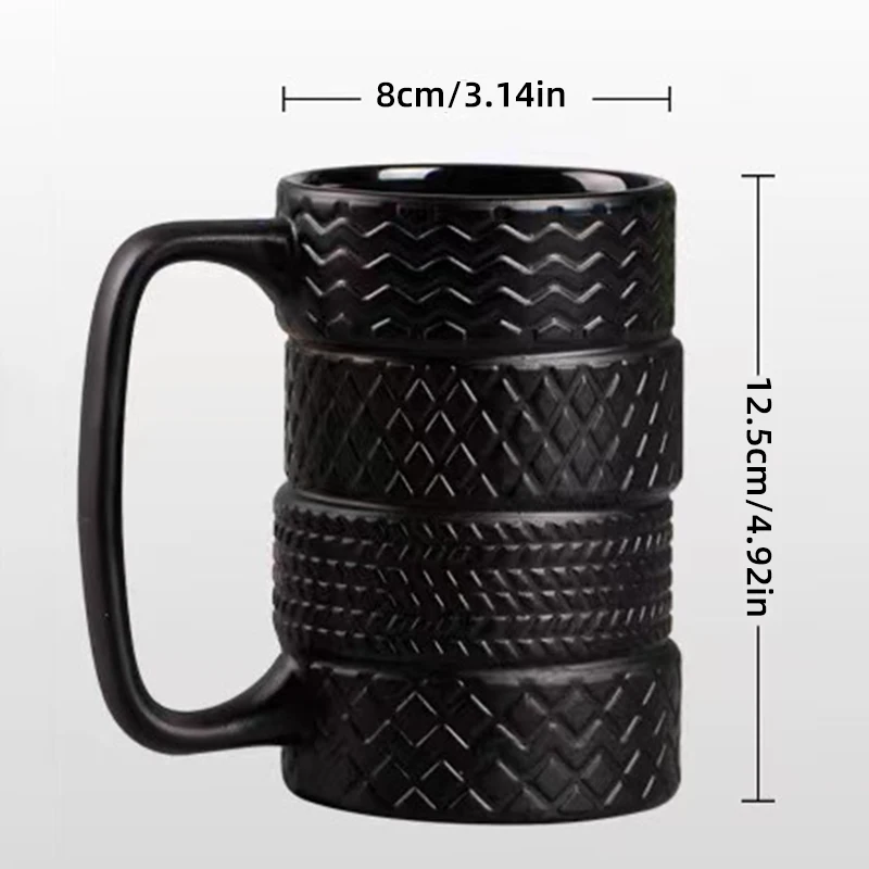 Creative Coffee Mug Large Capacity Ceramic Cup Personality Tire Shaped Cup Novelty Tea Milk Mug Breakfast Cup For Birthday Gif