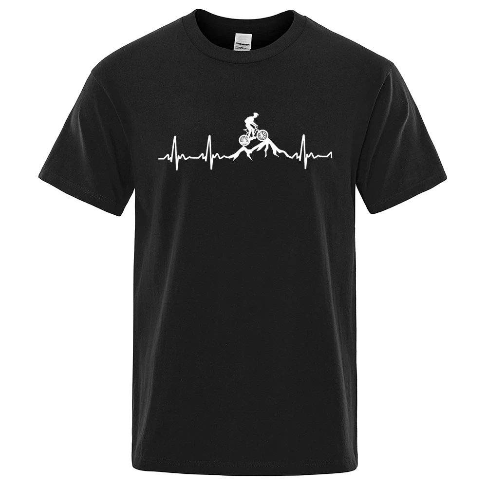 Mountain Bike Heartbeat Funny Mtb Dirt Bike Men Tshirt Hip Hop Casual Tops Summer Street T Shirt Cotton Short Sleeve 63901