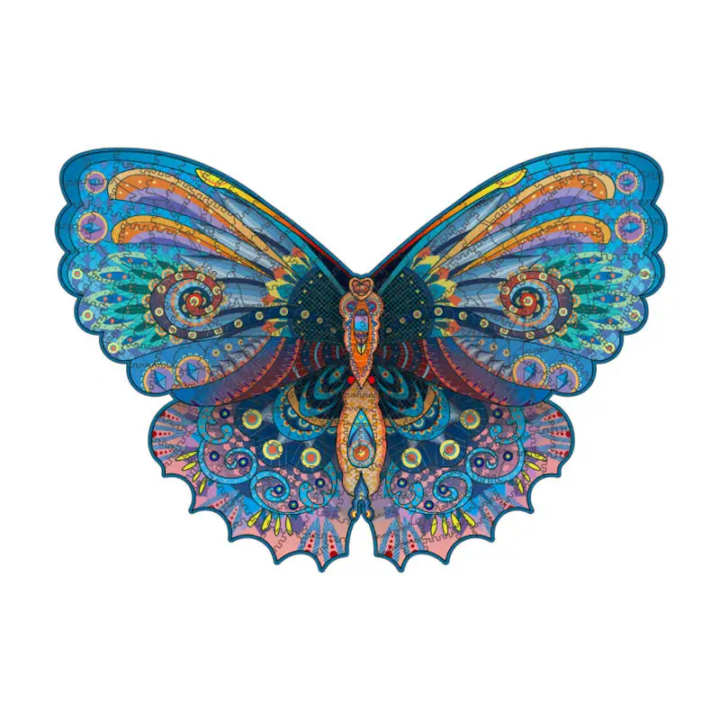 High Quality Wood Rainbow Butterfly Jigsaw Puzzle Wooden Puzzles Adults Educational Toys Children Board Game Birthday Gift