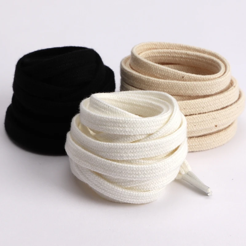 1Pair Cotton Flat Shoelaces Sneakers Canvas Shoe laces Women Men Shoelace White Black Beige Classic Laces for Shoes Strings