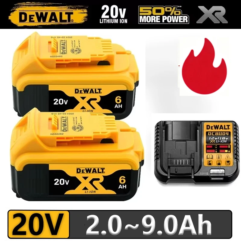 Batería Dewalt 20V 100% original, batería recargable de 20V 6Ah 5Ah y cargador DCB206 para herramienta eléctrica Dewalt, batería de repuesto.
