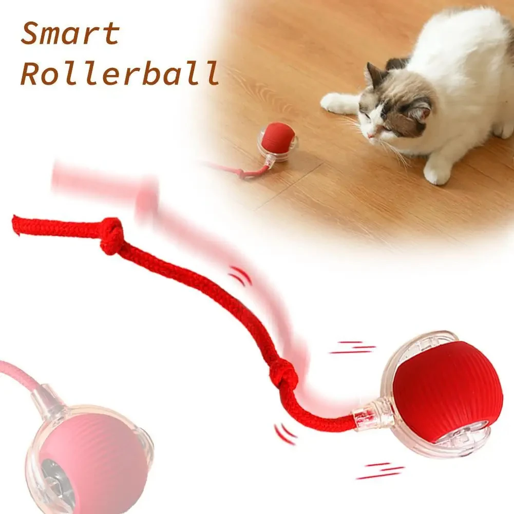 Smart Cat Toys Automatic Rolling Ball Fake Tail Rechargeable Electric Pet Interactive Toy Dog Cat Training Imitate Mouse Tail