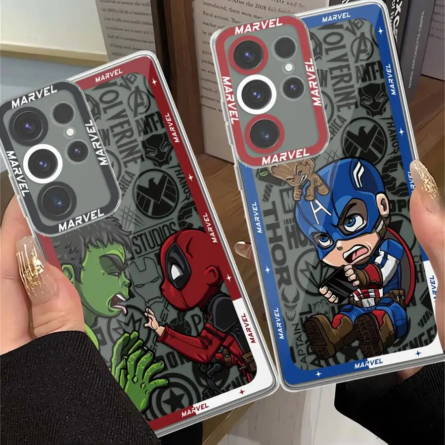 Clear Case For Samsung Galaxy S23 S22 Ultra S20 FE S21 Plus S24 Note 20 10 Silicone TPU Phone Cover Marvel Sipider Man The HULK