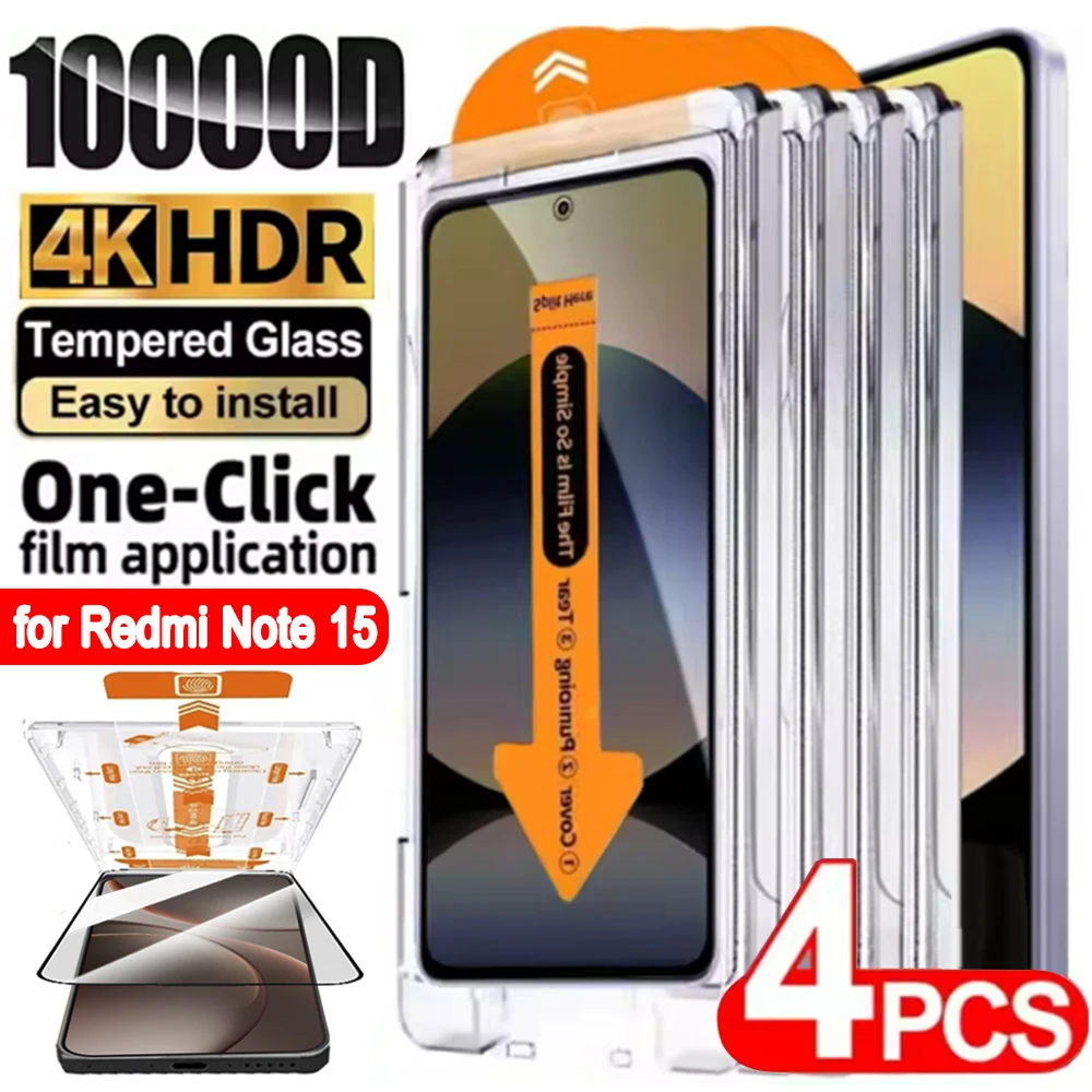 1-4 Stück Staubfreie Displayschutzfolien HD Klares Gehärtetes Glas für Xiaomi Redmi Note 15 15Pro 15Pro+ 5G 4G mit Einfach zu Installierendem Kit