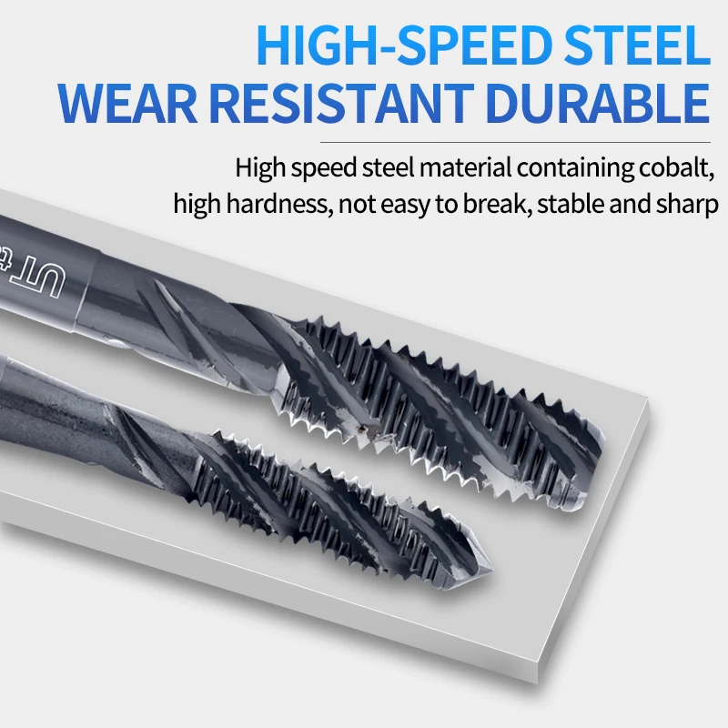 

UT TAP HSSE Metric Spiral Fluted Taps with Oxidized Coate M7M8M9M10X1.5M11M12M14M16M20M22M24 X1.75 machine Fine Thread screw tap