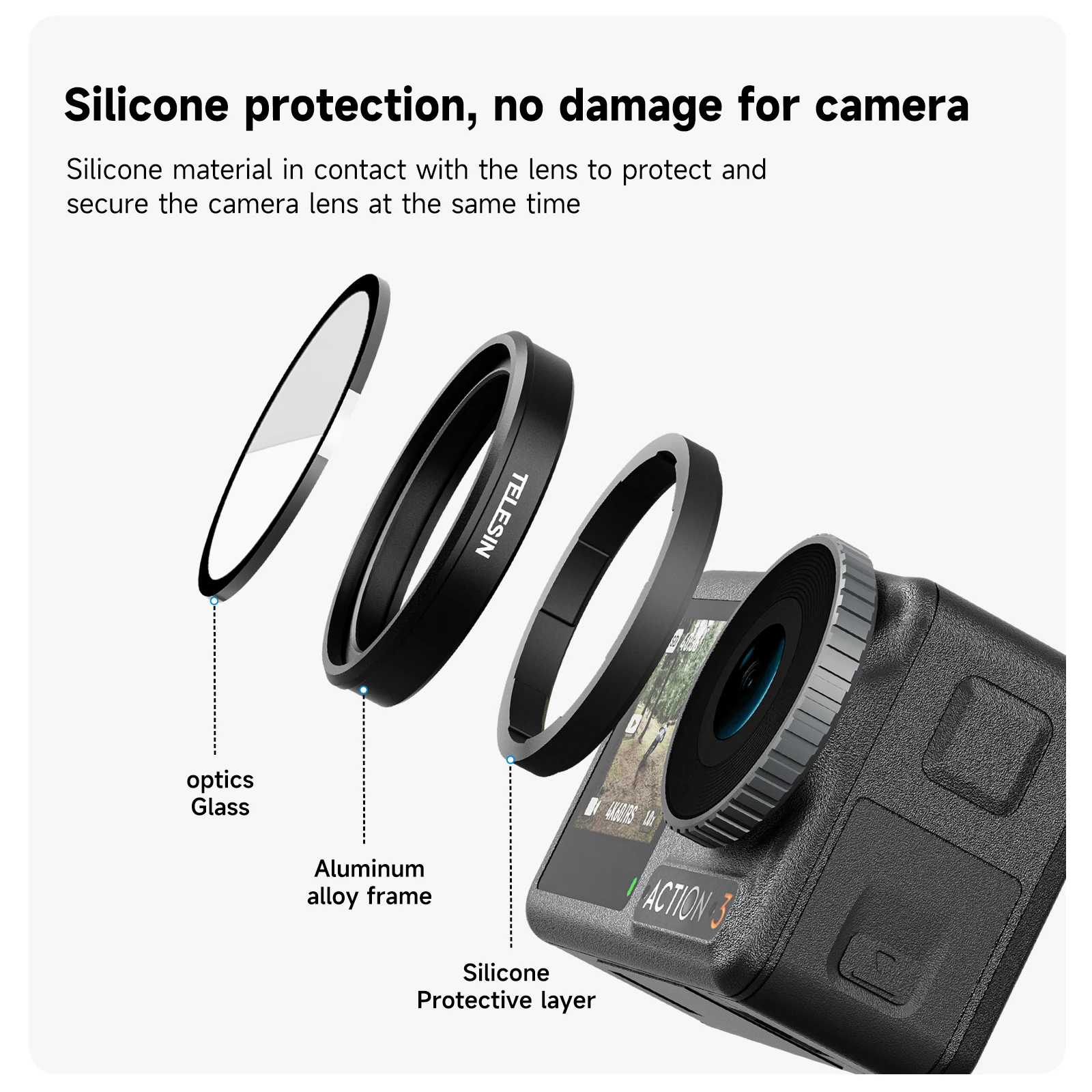 Imagem -05 - Lens Filter Grupo Action Câmera Acessório Aluminium Alloy Frame Action Câmera Action4 Nd8 Nd16 Nd32 nd Cjsm-c35j