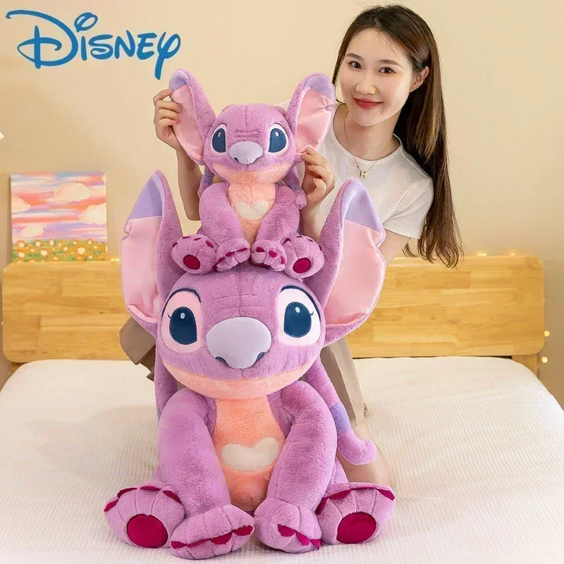 2023 New Disney Stitch Angel peluche Kawaii Lilo & Stitch Cartoon bambola di pezza cuscino antistress Comfort Toy regalo di natale per bambini