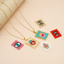 Go2Boho Evil Eye Necklace Cross Pendant for Women Miyuki Necklace Gift for Friends Boho Handmade Woven Choker New Jewelry