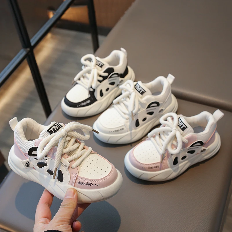 

Children Causal Shoes New Fashion Girls Boys Pu Cartoon Panda Breathable Patchwork Rubber Sneakers Kids Casual Shoe Baby Shoes