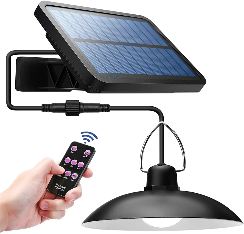 7W Solar Lights Outdoor  LED Pendant Lights IP65 Outdoor lamp with Remote Control  for Home Garden Patio Porch Lighting