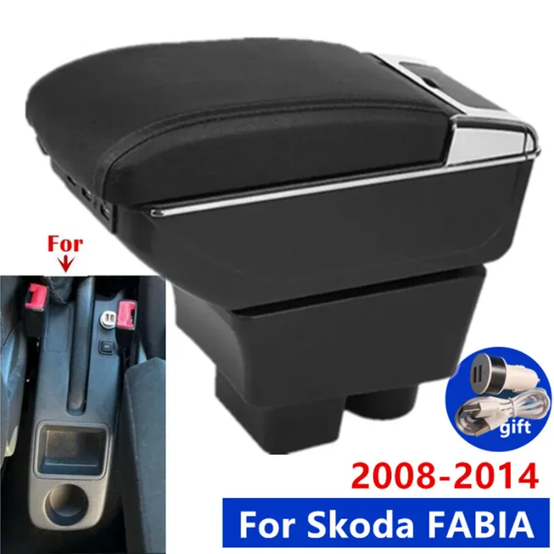 For Skoda FABIA Armrest Box For Skoda Fabia II 2 Car Armrest 2008-2014 Storage Box Dedicated Retrofit Interior Car Accessories