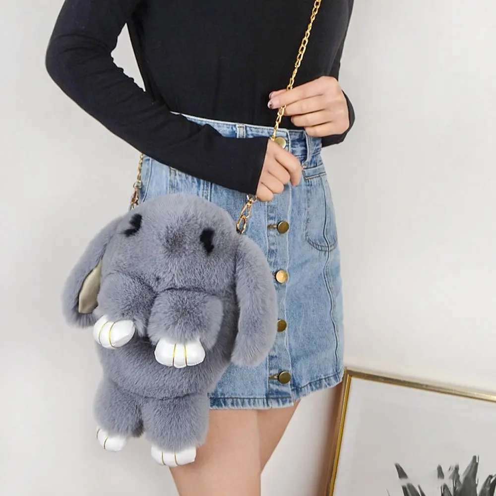 Dead Rabbit Bag Rabbit Bag Diagonal Cross Chain Rabbit Bag Imitation Otter Rabbit Bag Plush Bag One Shoulder Two Shoulder Bag