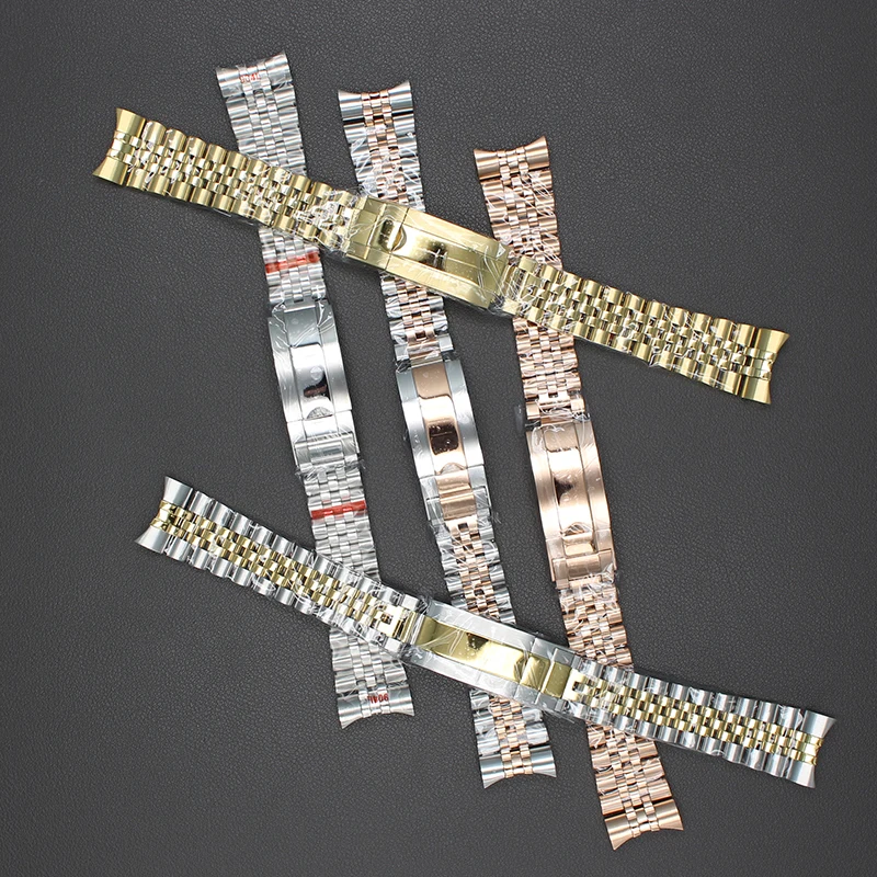 

20mm Watch Strap Safety Folding Buckle Men's Watchband Parts Wristwatch Band For Oyster Perpetual Gmt-master Datejust NH35 Cases