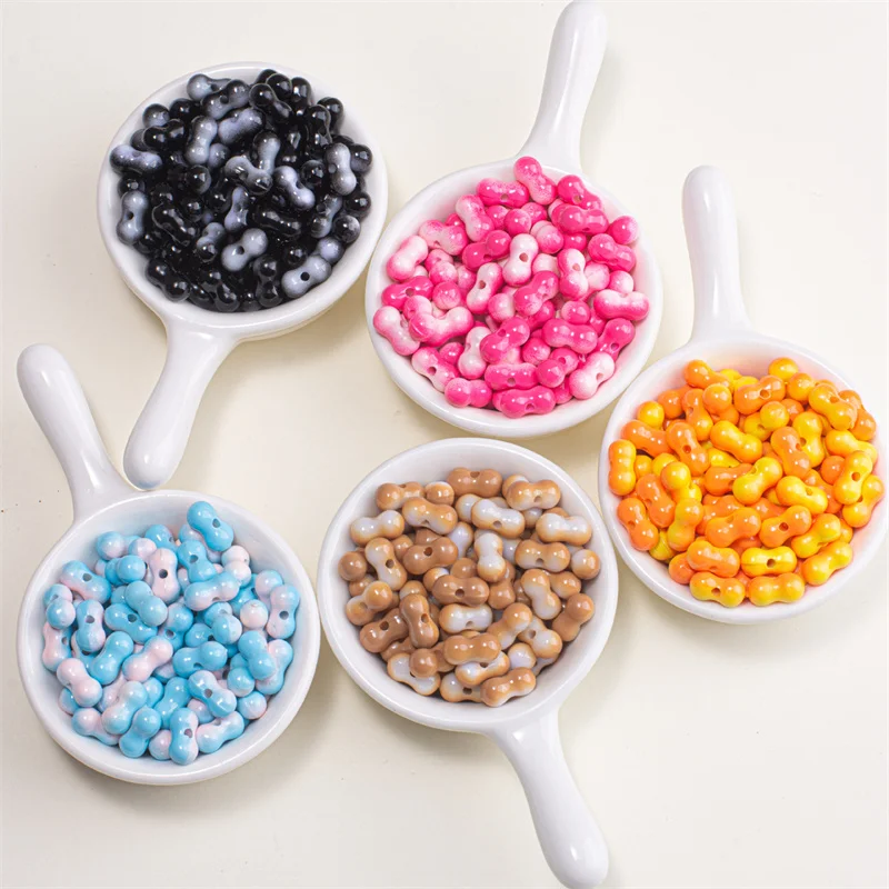 

Newest 200pcs/lot color print cartoon bone shape acrylic beads diy jewerly earring/bracelet/garment accessory