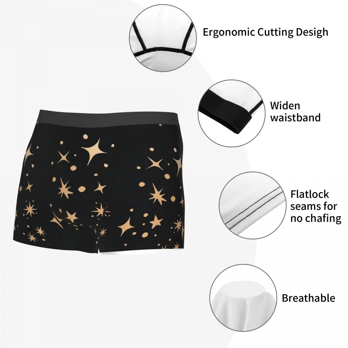 Shorts College Star Art pour hommes, sous-vêtements sexy en coton, culottes à la mode