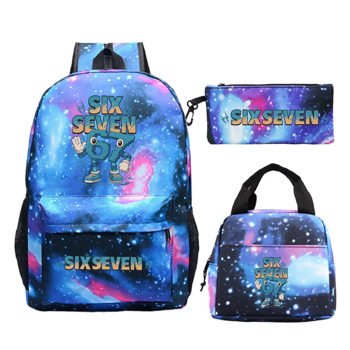 Six Seven Fun Italian Brainrot Schoolbag Lunch Bag Pen Case 3pcs Set Teenager Boys Girls Cartoon 67 Trend School Supplies Gifts