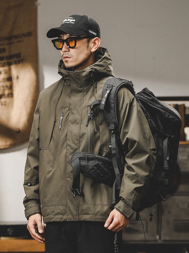 

Tee-in-One Detachable Fce Lined Workwear Jaet for Men Outdoor Commuting Functional Coat Youth Trend Windproof Thiened